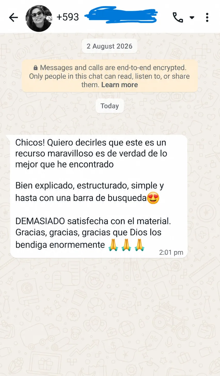 Clienta agradece lo estructurado del material