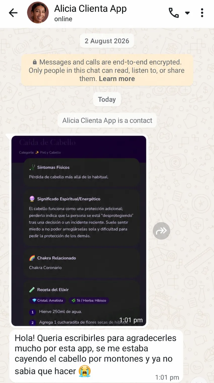 Alicia agradece la ficha de caída de cabello